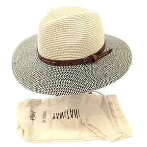 Sombrero de Viaje Plegable Estilo Panamá - Bolsa de Viaje Diseño Dos Tonos 100% Pajita de Papel - Imagen 1 de 5