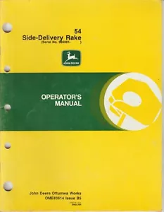 John Deere 54 Side Delivery Rake Operator's Owner's Manual S/N 985001- Up - Picture 1 of 2