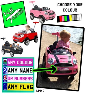 Personalised kids number plate (s) for MINI Cooper PUSH BUGGY car toy ride on - Picture 1 of 4