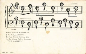 Postcard Popular Members of J C Williams's Royal Comic Opera Co. "The Orchid" - Picture 1 of 2