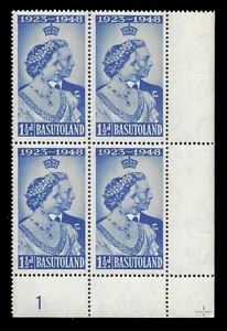 BASUTOLAND 1948 KGVI 1½d. ultramarine- Silver Wedding Plate1 Block(4)[MNH][SG36] - Picture 1 of 3