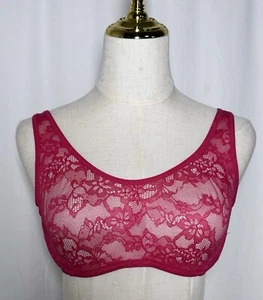 Le Mystere Women's Bra Size 32D Underwire Lace Unlined Lingerie Shade Of Pink - Picture 1 of 10