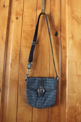 Bolso Bandolera COACH Vintage Para Mujer Firma Monograma Cartera Azul Foto 1 de 4