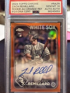 2024 Topps Chrome Zach Remillard True Orange Refractor Auto /25 RC PSA 10 GEM  - Picture 1 of 3
