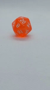 Standard D20 Die For RPG Gaming D&D Clear Orange - Picture 1 of 6