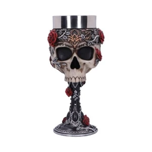 Copa de vino Nemesis Now Gothic Roses calavera horror rosas - Imagen 1 de 7