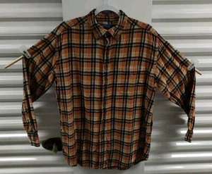 Camisa Croft&Barrow Para Hombres L Franela Naranja Azul Crema Algodón - Imagen 1 de 8