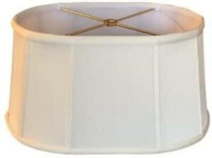 Off White 16 Inch Shallow Retro Oval Washer Lampshade with Matching Harp and Fin
