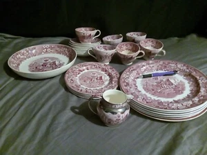 26 platos de madera de cuña rosa FERRARA tazas platillos tazón crema conjunto China - Imagen 1 de 15