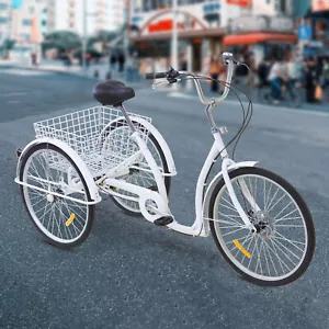 26 Inch 6 Speed 3 Wheel Adult Tricycle Shopping Cruise Trike Bicycle With Basket - Picture 1 of 22