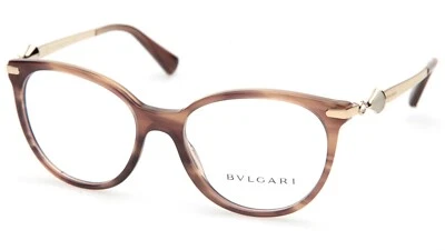 NEW BVLGARI 4143-B 5240 Gold Striped Br EYEGLASSES GLASSES 53-17-135 B44mm Italy - Image 1 of 4