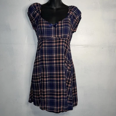 NUEVO Vestido Babydoll Azul Autoestima Talla Grande Mini Manga Abullonada Talla Pequeña Foto 1 de 4