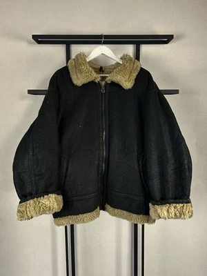 Chaqueta de Piloto De Colección Streetwear Estilo Histérico Japonés Cuero Piel Mohair MA-1 Años 90 Foto 1 de 4