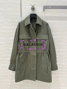 Primavera y Verano Nueva Chaqueta de Solapa Gabardina Herramientas Bolsillo Algodón Denim Fabri - Imagen 1 de 7