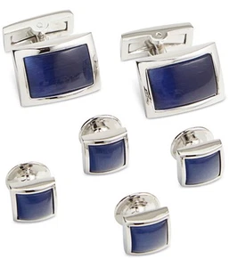 Ryan Seacrest Mens Rhodium Rectangle Shape Cufflinks, Metallic, One Size - Picture 1 of 1