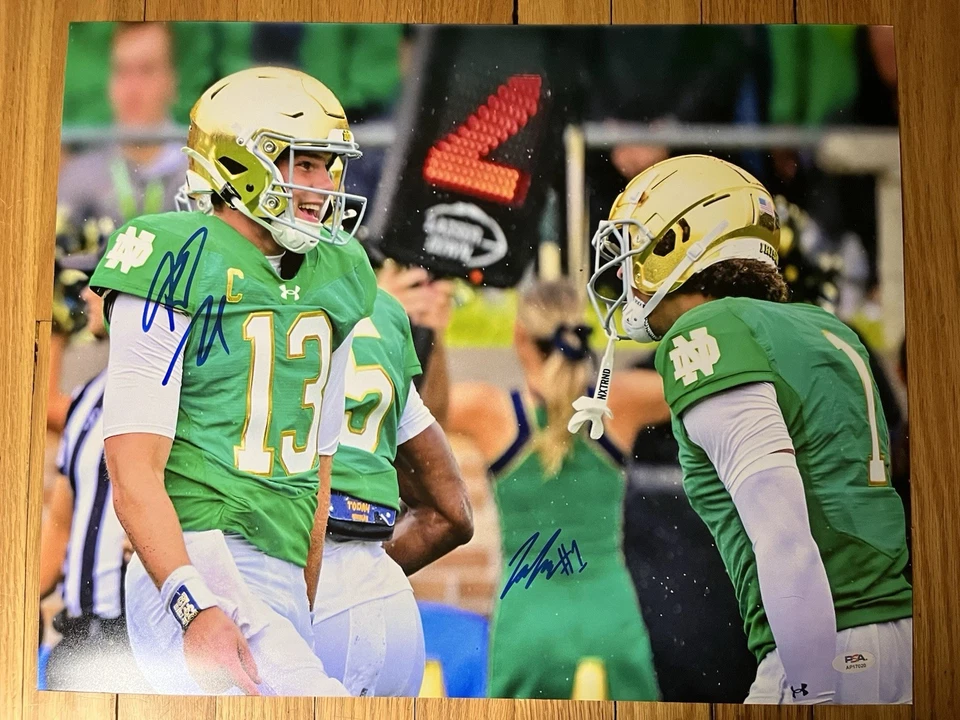 Riley Leonard/Jaden Greathouse Signed 16x20 Photo Notre Dame PSA WITNESS COA - Image 1 of 1