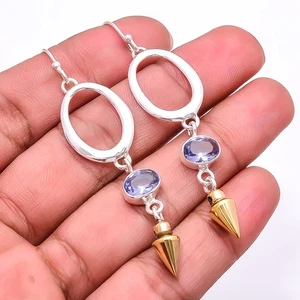 Iolite 925 Sterling Silver Two Tone Arrow Head Earring 2.73" E_9283_225_10 - Picture 1 of 3