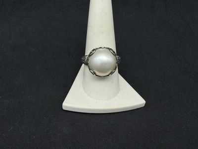 Anillo Robert Manse de plata esterlina perlas blancas Mabe, acento de oro de 18 k, talla 9 Foto 1 de 4