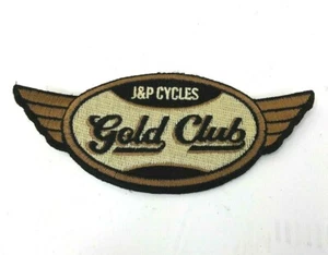 Vintage J&P CYCLES Gold Club Sew-on Motorcycle Patch 4.5 inch New and Never Used - Picture 1 of 2