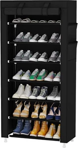 7 Tier Shoe Rack Organizer,Portable Shoe Shelf with Nonwoven Fabric Cover for Cl - Picture 1 of 12