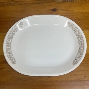Corelle Woodland Brown Floral 12x10 Oval Serving Platter Vintage USA - Picture 1 of 9