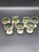 Vintage Old Ballarat Pottery Small Wine Goblets Set Of 6 With Salt Shaker