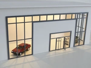 Showroom building with LED lights 1:43 scale Model cars display Diorama kit 1/43 - Picture 1 of 7