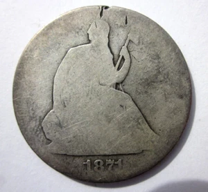 1871-CC SEATED LIBERTY HALF DOLLAR 50c COIN CARSON CITY MINT LOWBALL VERY RARE D - Picture 1 of 2