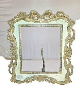 Vintage Art Nouveau Gilded & Painted Cast Iron Picture Frame, Large, Shabby Chic - Picture 1 of 9