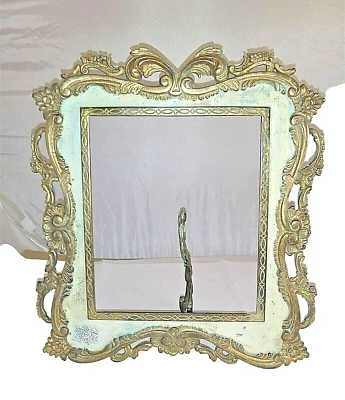 Marco de fotos de hierro fundido dorado y pintado Art Nouveau vintage, grande, Shabby Chic Foto 1 de 4