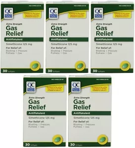 5 Pk Quality Choice Extra Strength Gas Relief Simethicone 125mg Softgel 30 Ct ea - Picture 1 of 2