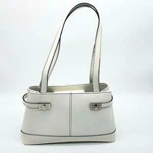 Wilson's Leather White Shoulder Bag Purse 3 Pocket Plus Magnet Closure - Picture 1 of 12