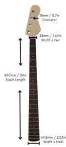 Haze HSJB19580GN1W "J" Bass Guitar Neck for DIY - Picture 1 of 16