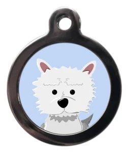Pet ID tag BREED TAG CARTOON WEST HIGHLAND TERRIER "WESTIE"  tag  2 sizes  - Picture 1 of 2