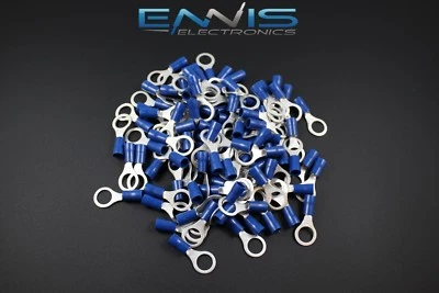 ENNIS ELECTRONICS 14-16 GAUGE VINYL RING 3/8 CONNECTOR 500 PK BLUE CRIMP TERMINAL AWG GA CAR SUV