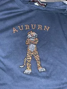 Auburn AU Navy Embellished AUBIE Shirt Small Collegiate Tigers S Diane Dal Lago - Picture 1 of 3