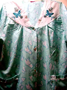 NWT WOMEN EASY ESSENTIALS BLUE SNAP FRONT HOUSECOAT DUSTER ROBE Lsz - Picture 1 of 7