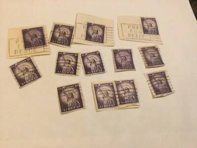 RARE 3 CENT LIBERTY US POSTAGE STAMPS PURPLE LADY STATUE OF LIBERTY 13 STAMPS - Image 1 of 3