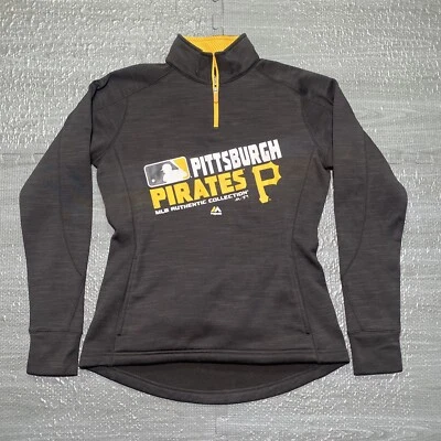 Majestic Pullover Pittsburgh Pirates 1/4 Zip Womens Small Black Sweatshirt MLB - Image 1 of 4