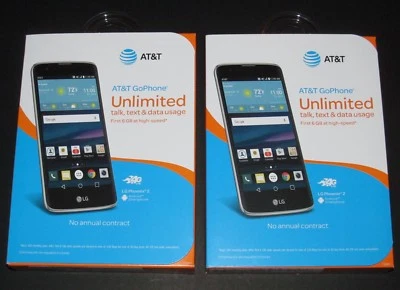 LOT of 2x New Sealed AT&T GoPhone 16GB 5" LG Phoenix 2 Prepaid 4G LTE Smartphone Foto 1 de 4
