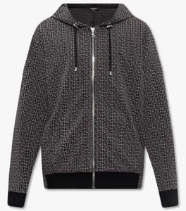 Balmain Monogram Zip Up Hoodie Jacket Sweatshirt Small - Picture 1 of 12