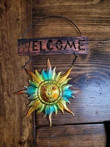 Garden Metal ‘Welcome’ Sign Sun Design Preowned - Picture 1 of 6