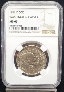 1952-D Washington-Carver Half Dollar- NGC Graded MS 63 - Picture 1 of 4