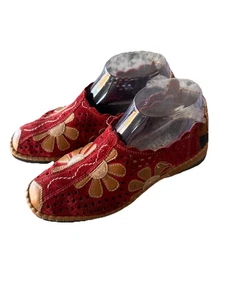 RIEKER Antistress Red/Brown Floral SLING Back *NEEDS REPAIR - Read!* Size 37 (7) - Picture 1 of 13