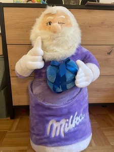 Großer Milka Stoff Nikolaus lila Plüsch 80 cm Weihnachtsmann mit Rechnung - Bild 1 von 6