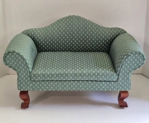 Vintage Kingstate The Dollcrafter gepolstertes Puppensofa Couch ~ Green Diamond - Bild 1 von 12