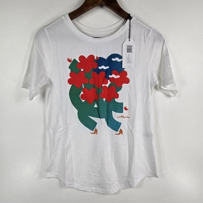 Camiseta Universal Standard Para Mujer Talla 4XS/00-0 Blanca Estampado Rex Nueva con Etiquetas Foto 1 de 4