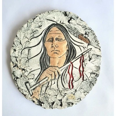 De colección Stan Langtwait Nativo Americano con Pipa de la Paz Placa Formas de Arcilla 7" Foto 1 de 4
