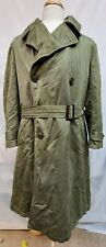 Vintage 50s Korean War US Army Man's Cotton OG 107 Overcoat Long Trench Coat M/R