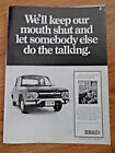 1968 Renault 10 Ad We'll Keep Our Mouth Shut & Let Somebody Else Do The Talking